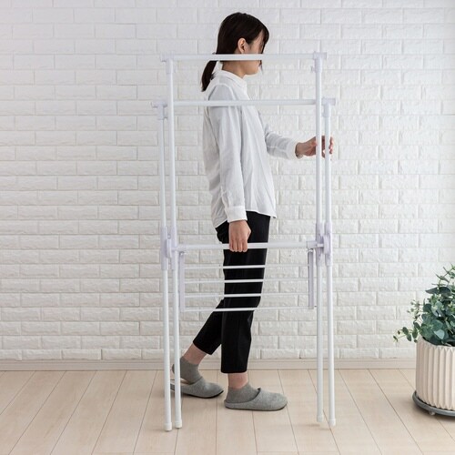 物干しスタンド 洗濯物干し X型 タオルバー付き