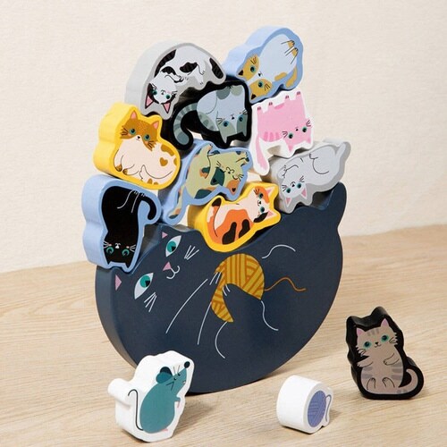 11匹にゃんこ バランス積み木 猫 室内遊び