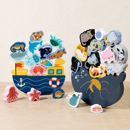 11匹にゃんこ バランス積み木 猫 室内遊び