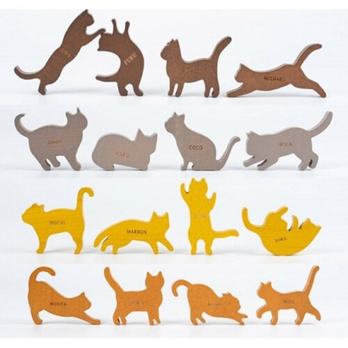 16匹にゃんこ バランス積み木 猫 室内遊び