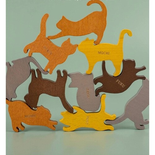 16匹にゃんこ バランス積み木 猫 室内遊び