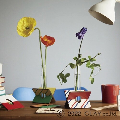 花瓶 フラワー立て 一輪挿し レッド×イエロー