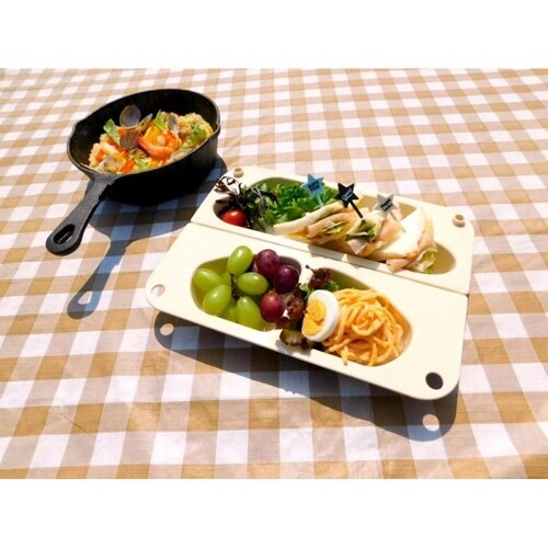 アウトドア食器 2WAYプレート ベージュ