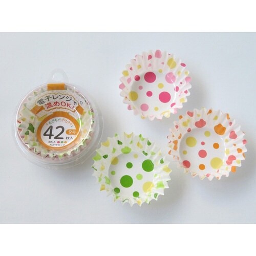 おかずカップ 42枚入 ドット柄 9号