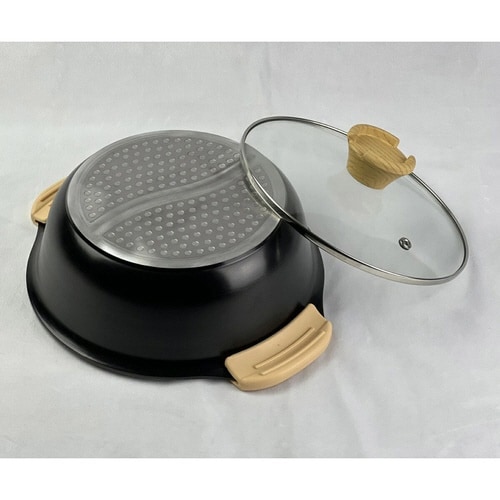 仕切り鍋 20cm IH対応 ブラック