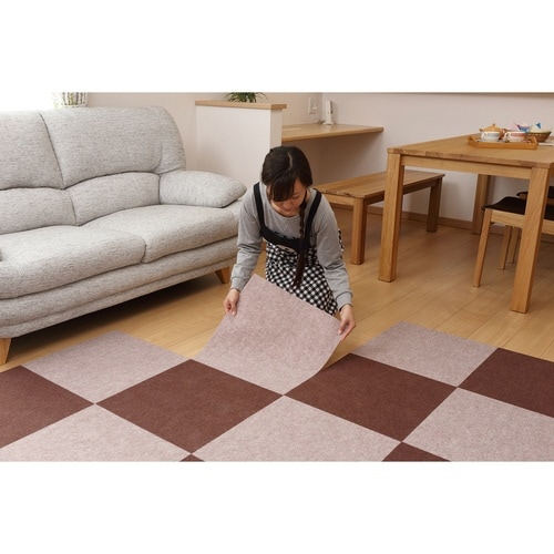 タイルカーペット 吸着ぴたマット ループ ブラウン