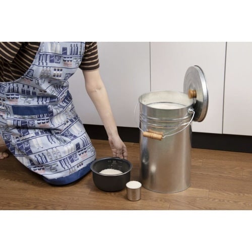 米びつ 12kg 丸型 トタン トタン花柄