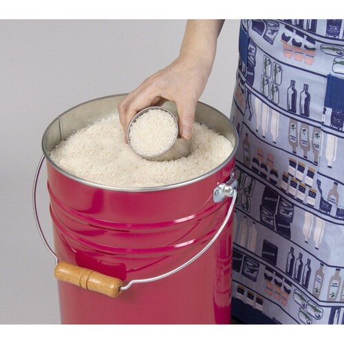 米びつ 12kg 丸型 トタン ルビーレッド