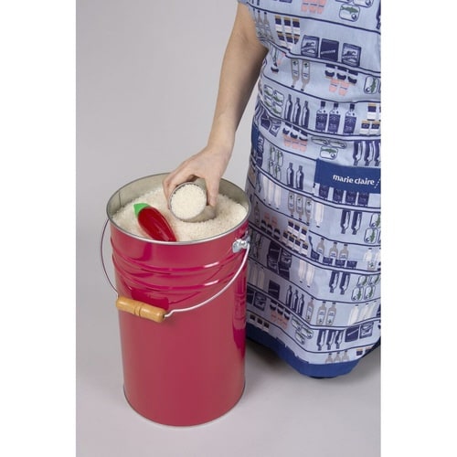 米びつ 12kg 丸型 トタン ルビーレッド