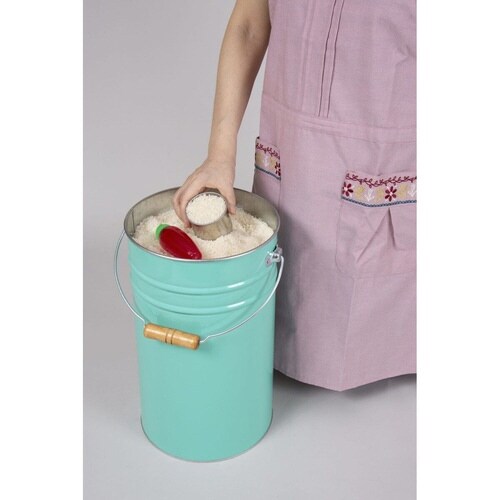 米びつ 12kg 丸型 トタン ターコイズ