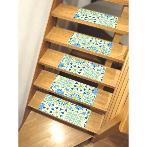 階段マット ミッキーマウス タイル ブルー