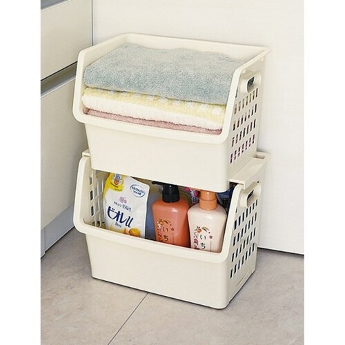 バスケット 収納ケース 積み重ね アイボリー