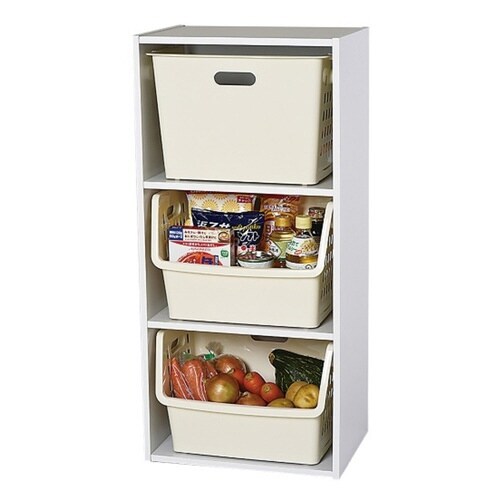 バスケット 収納ケース 積み重ね アイボリー