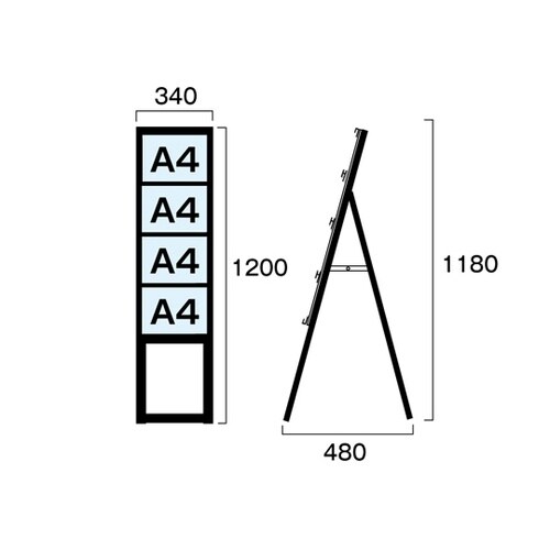 ブラックカードケーススタンド看板 A4横