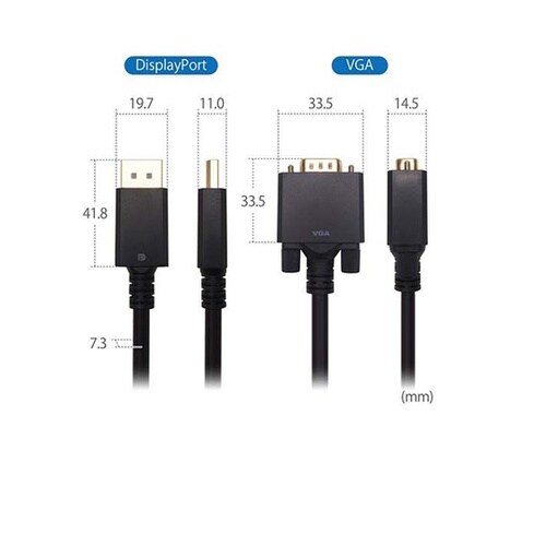 Displayport→VGA変換ケーブ