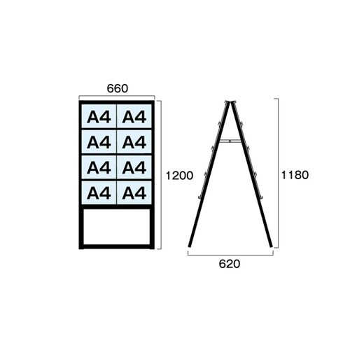 ブラックカードケーススタンド看板 A4横