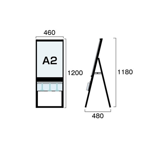 ブラックパンフレットケーススタンド看板