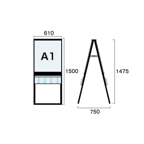 ブラックパンフレットケーススタンド看板