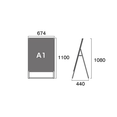 ポスター用スタンド看板マグネジ A1片面