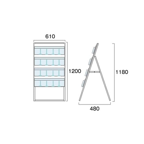 ケーススタンド看板 600幅4段片面ハイ