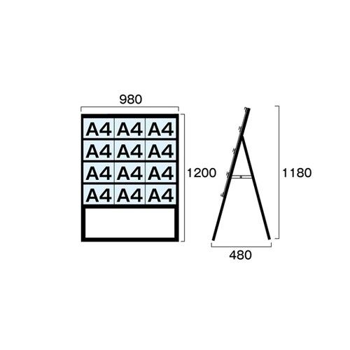 ブラックカードケーススタンド看板 A4横