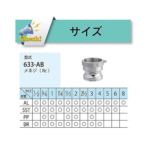 カムロック アダプター メネジ ステンレ