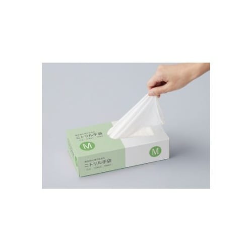 衛生的に取り出せるニトリル手袋 粉無 白