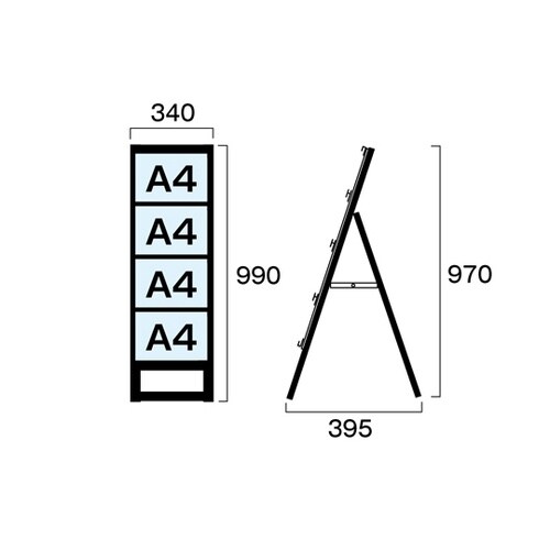 ブラックカードケーススタンド看板 A4横