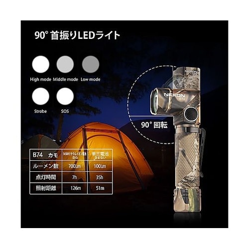 B74camo首振りポケットLEDライト
