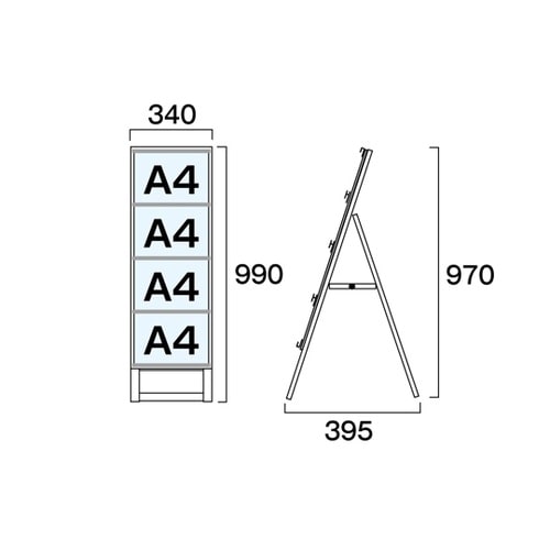 カードケーススタンド看板 A4横4片面
