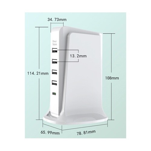 タワー式急速充電器PD+1USB4 6個