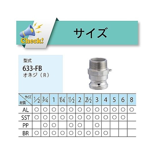 カムロック アダプター オネジ ステンレ