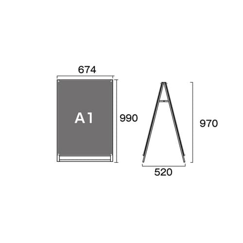 ポスター用スタンド看板マグネジ A1ロウ