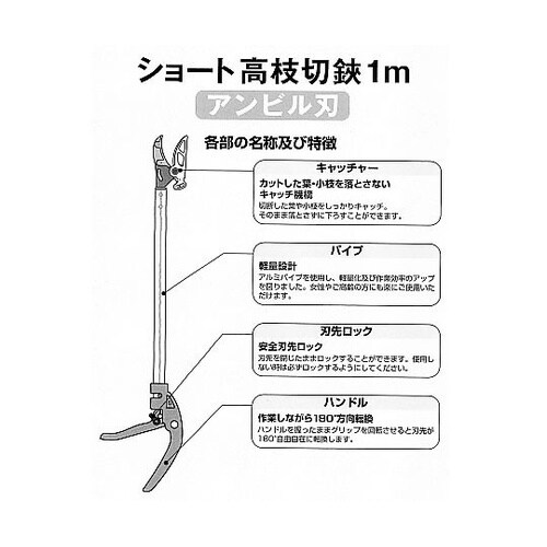 ショート高枝切鋏 アンビル刃 1m 47