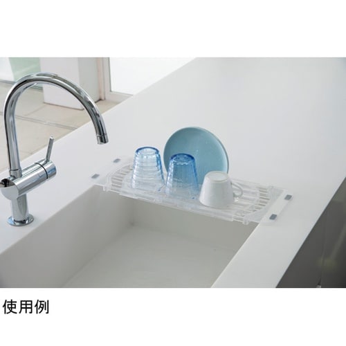 水切りラック 伸縮スリム クリア クリア