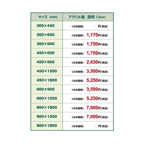 VASK用透明アクリル板1.5mm厚 6
