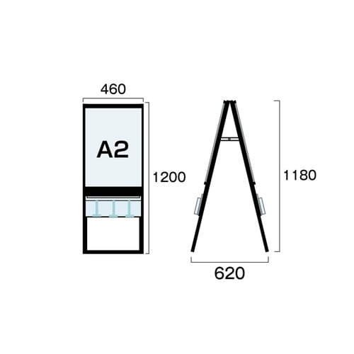 ブラックパンフレットケーススタンド看板