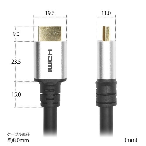 HDMIケーブル 4m シルバー 4K/