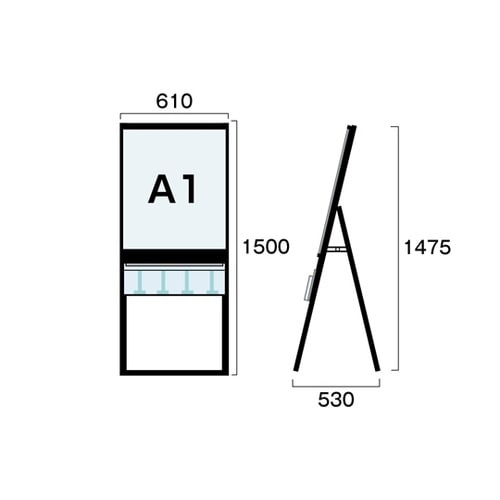 ブラックパンフレットケーススタンド看板