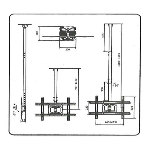 モニター天吊り掛け金具(VESA規格、角