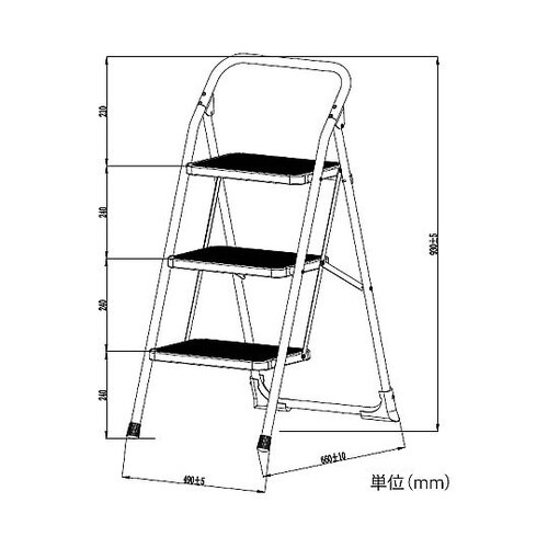 0.72m/3段 踏台(スチール製) E