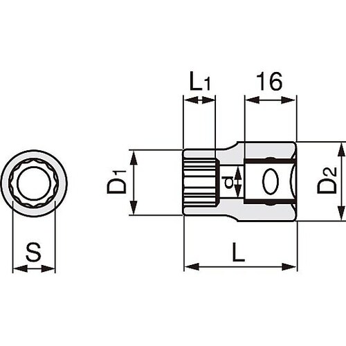 1/2”DRx1・1/4” ソケット(