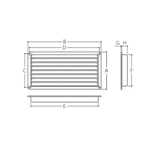 100x400mm ドア用ガラリ(ミルキ