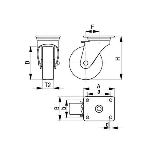 100mm キャスター(自在金具・後輪ブ