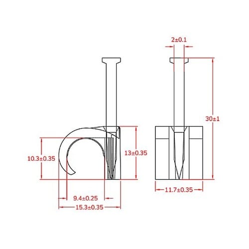 10−14mm 丸型ケーブルクリップ(白