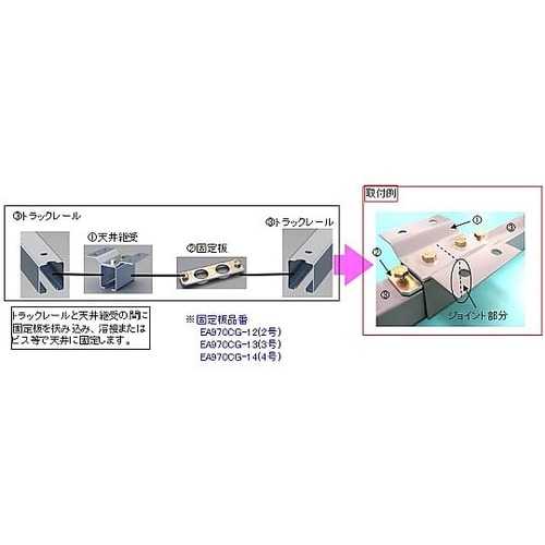 4号レール用 取付金具(天井継ぎ受け)