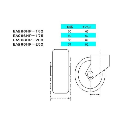 150mm キャスター(自在金具・ナイロ