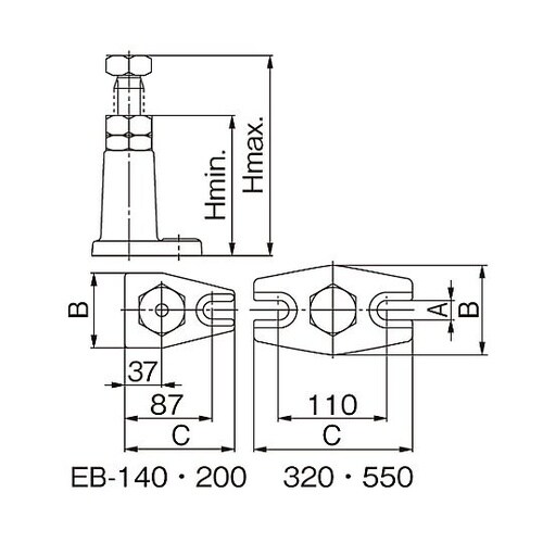 320−550mm スクリュージャッキ