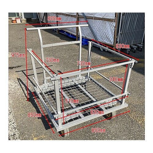 850x850mm 一斗缶用運搬車(フレ