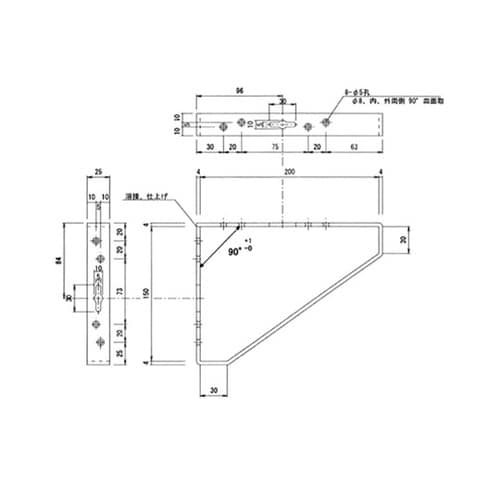 三角棚受 150×200mm 白